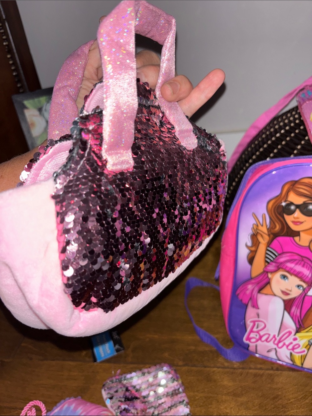 Barbie Pink and Purple Character Backpack with Sequin Purse and Accessories - Picture 8 of 13
